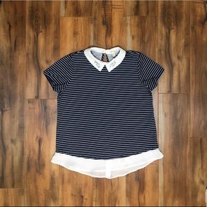 FAITH & JOY | Striped Collar Top